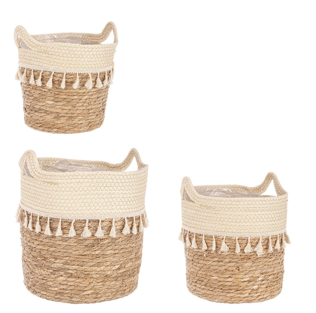 Cesto rotondo Bridget colore naturale ed avorio | rohome