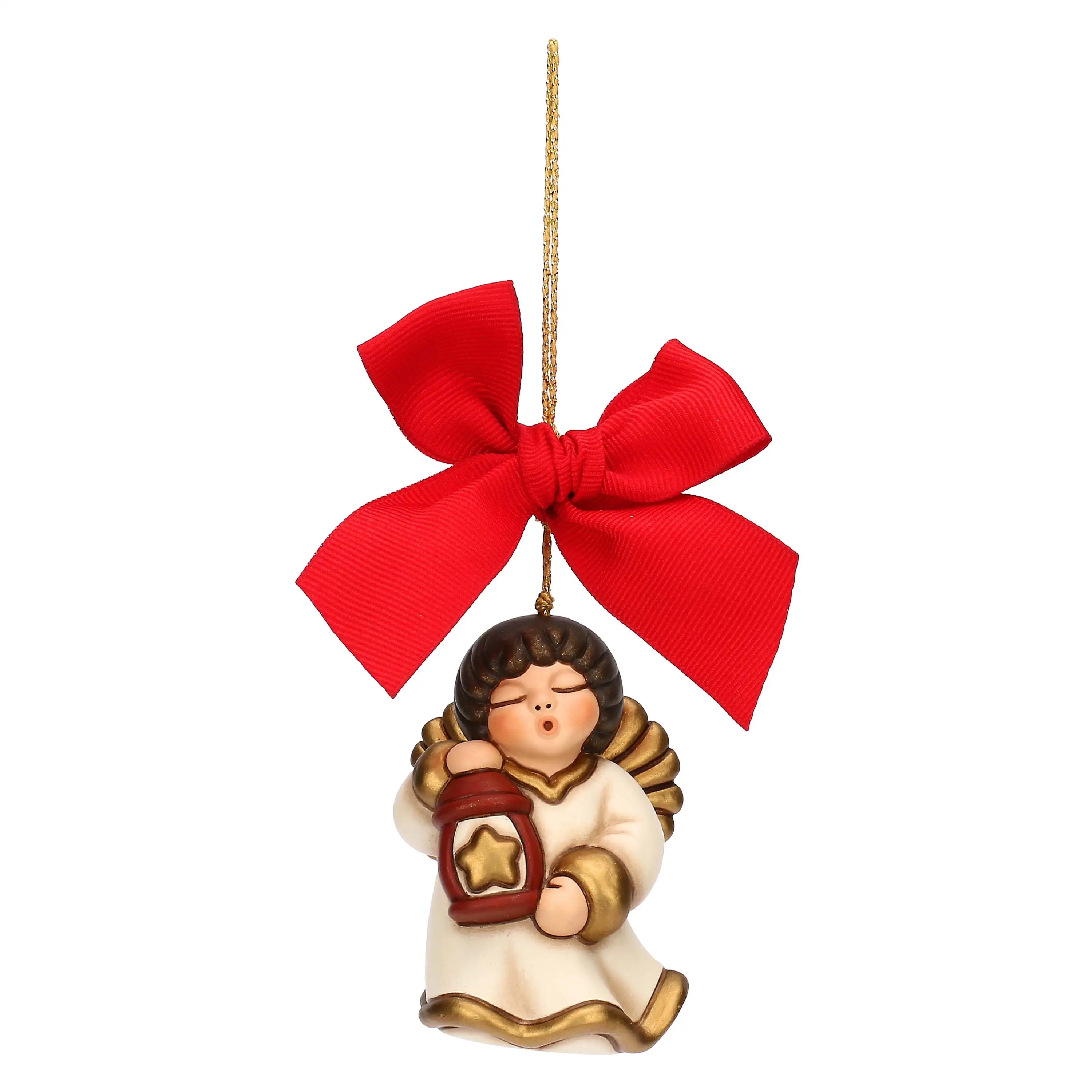 Addobbo Natalizio THUN - Angelo Con Lanterna In Ceramica, Grande (5x4,6x6,7 Cm), Decorazione Per Albero Di Natale