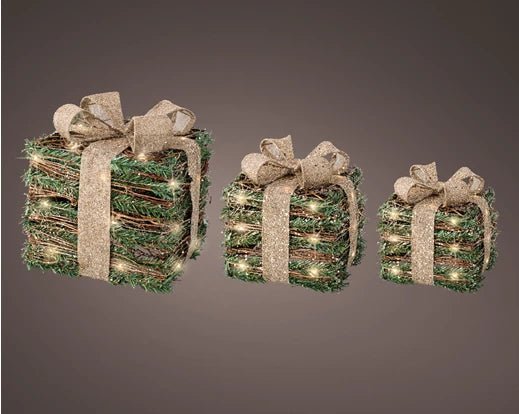 Set 3 decorazioni pacco regalo con led | rohome - Rohome