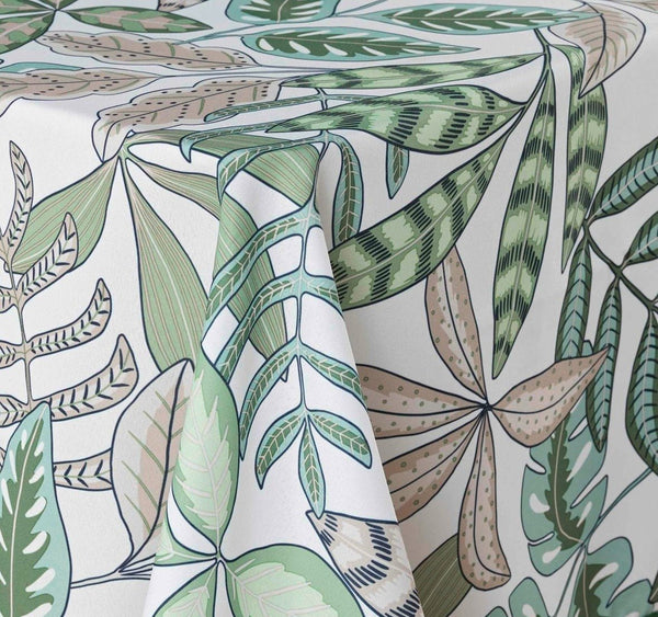 Tovaglia 150x240cm verde stampa foglie | rohome - Rohome