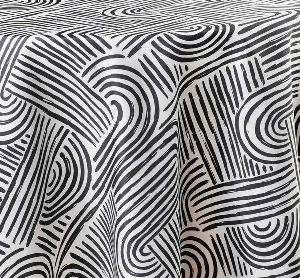 Tovaglia rotonda bianco nero d.180cm | rohome - Rohome