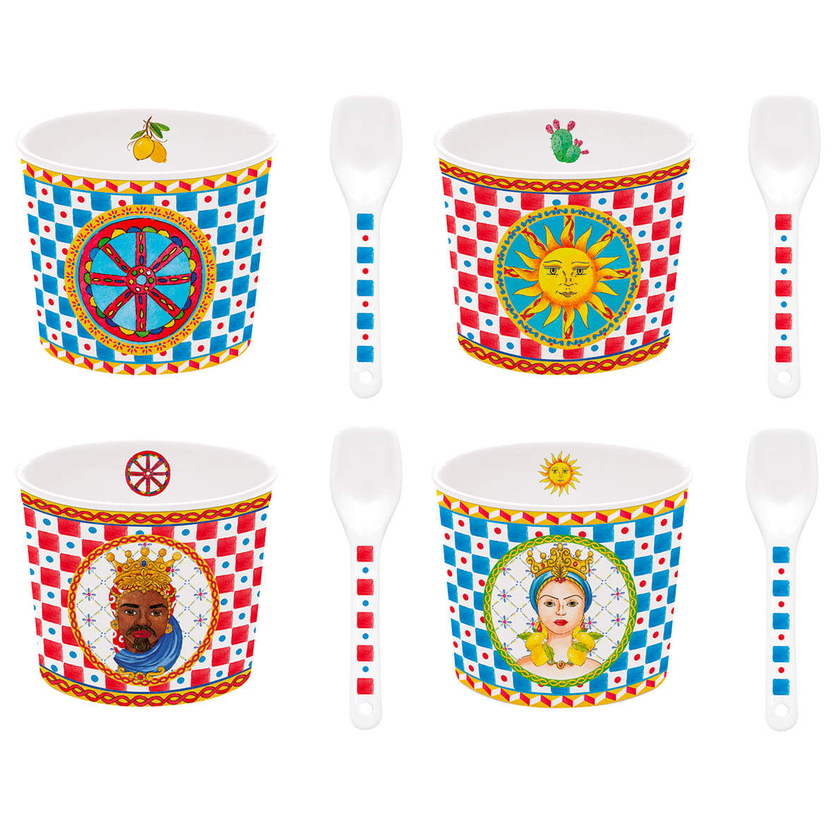 Set 4 ciotole gelato con cucchiaini SICILY | Rohome