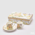 Edg - Set 2 tazzine caffè in fine porcellana con piattino decoro fiori | Rohome