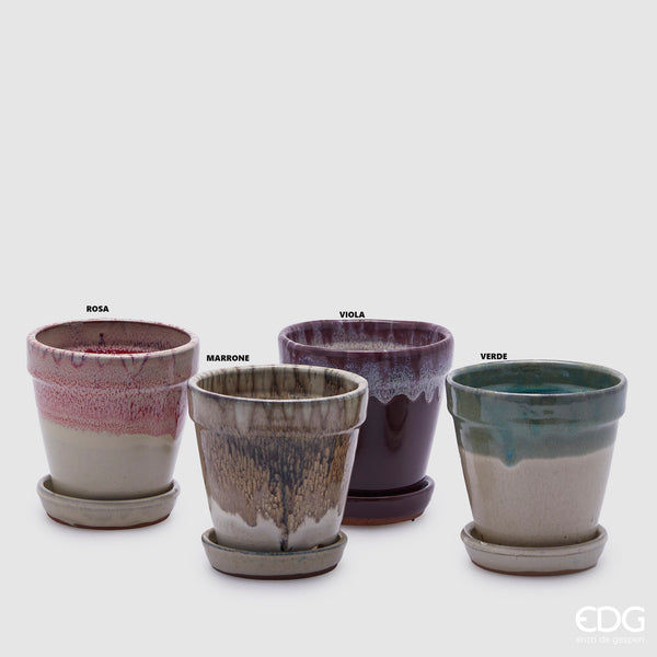 Edg - glaze vase with saucer h11 | rohome