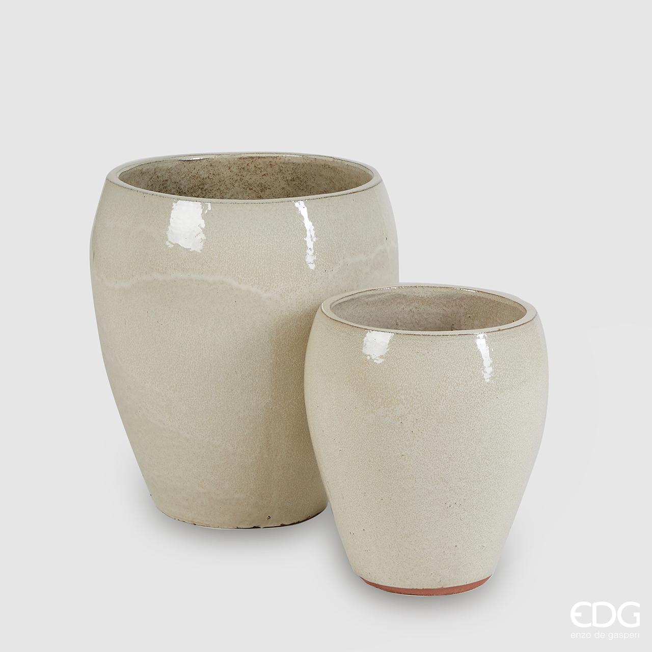 Edg - Vaso glaze bomb in terracotta con foto uso esterno beige | Rohome