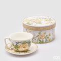 Edg - Tazza da tè in fine porcellana con piattino decoro fiori | Rohome
