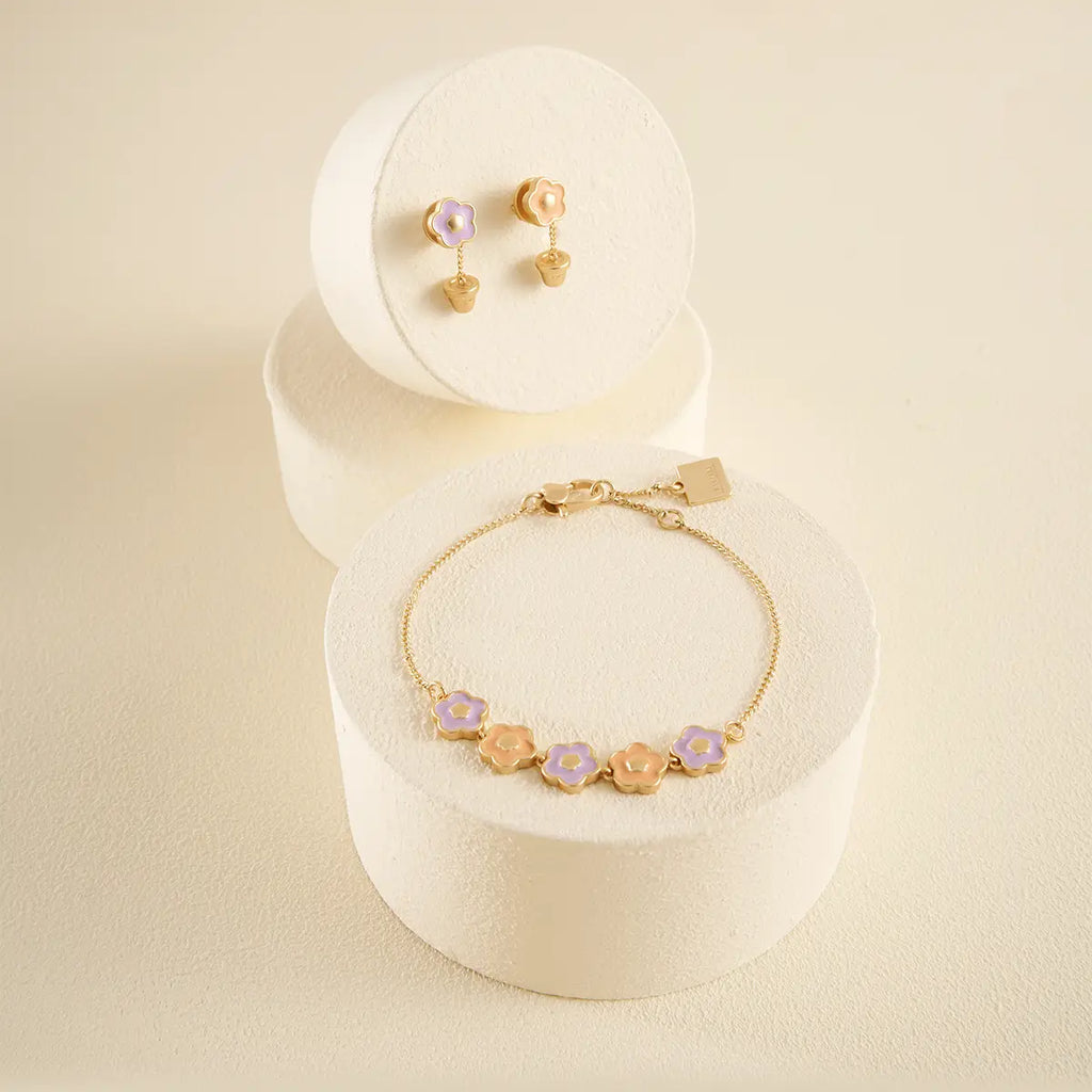 Thun - Bracciale in metallo con fiori smaltati | Rohome