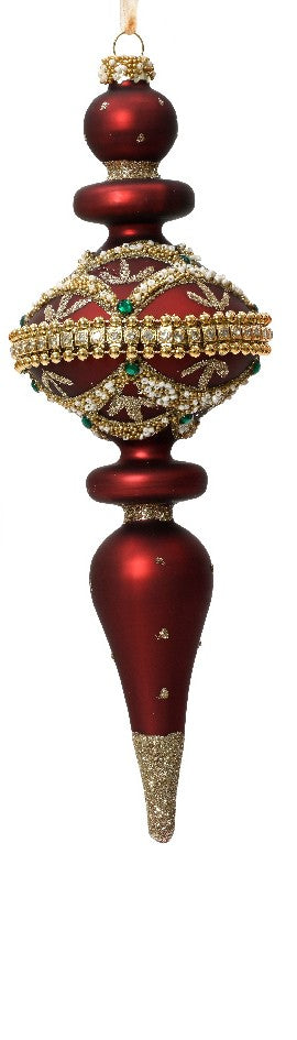 Set 2 addobbi di natale pendenti in vetro glitter con perle | rohome