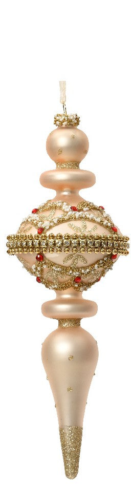 Set 2 addobbi di natale pendenti in vetro glitter con perle | rohome