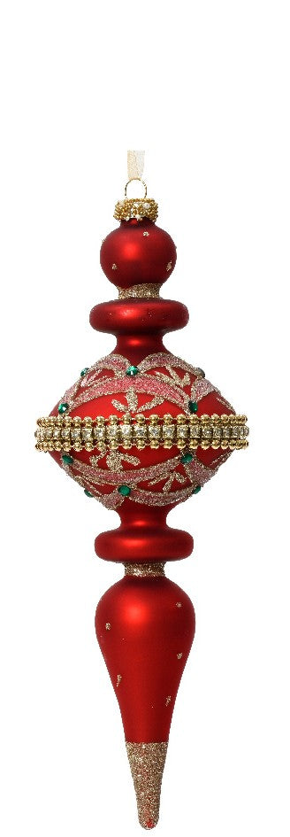 Set 2 addobbi di natale pendenti in vetro glitter con perle | rohome