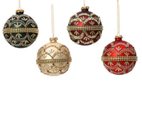 Christmas ball x2 in glitter glass with pearls | rohome