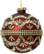 Christmas ball x2 in glitter glass with pearls | rohome