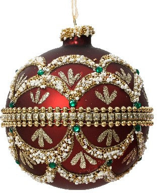 Christmas ball x2 in glitter glass with pearls | rohome