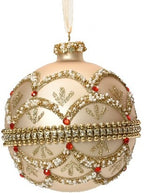 Christmas ball x2 in glitter glass with pearls | rohome