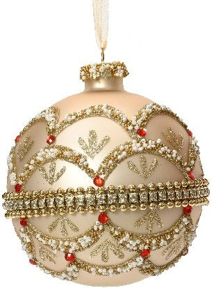 Christmas ball x2 in glitter glass with pearls | rohome