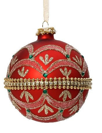 Christmas ball x2 in glitter glass with pearls | rohome