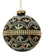 Christmas ball x2 in glitter glass with pearls | rohome