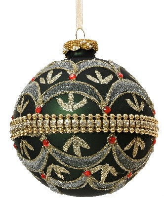Christmas ball x2 in glitter glass with pearls | rohome