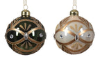 Palla di natale x3 in vetro lucido con perle | rohome