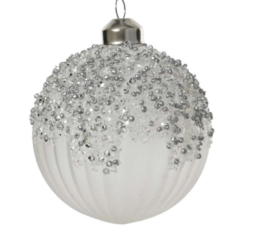 Palla di natale  in vetro d.8cm tonda trasparente opaca | Rohome