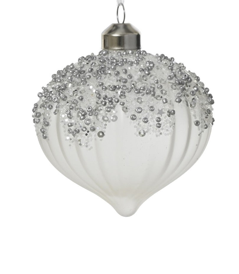 Palla di natale trottola  in vetro d.8cm azzurro indaco | Rohome