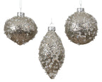 Addobbo palla di natale di vetro con paillettes argentate | Rohome