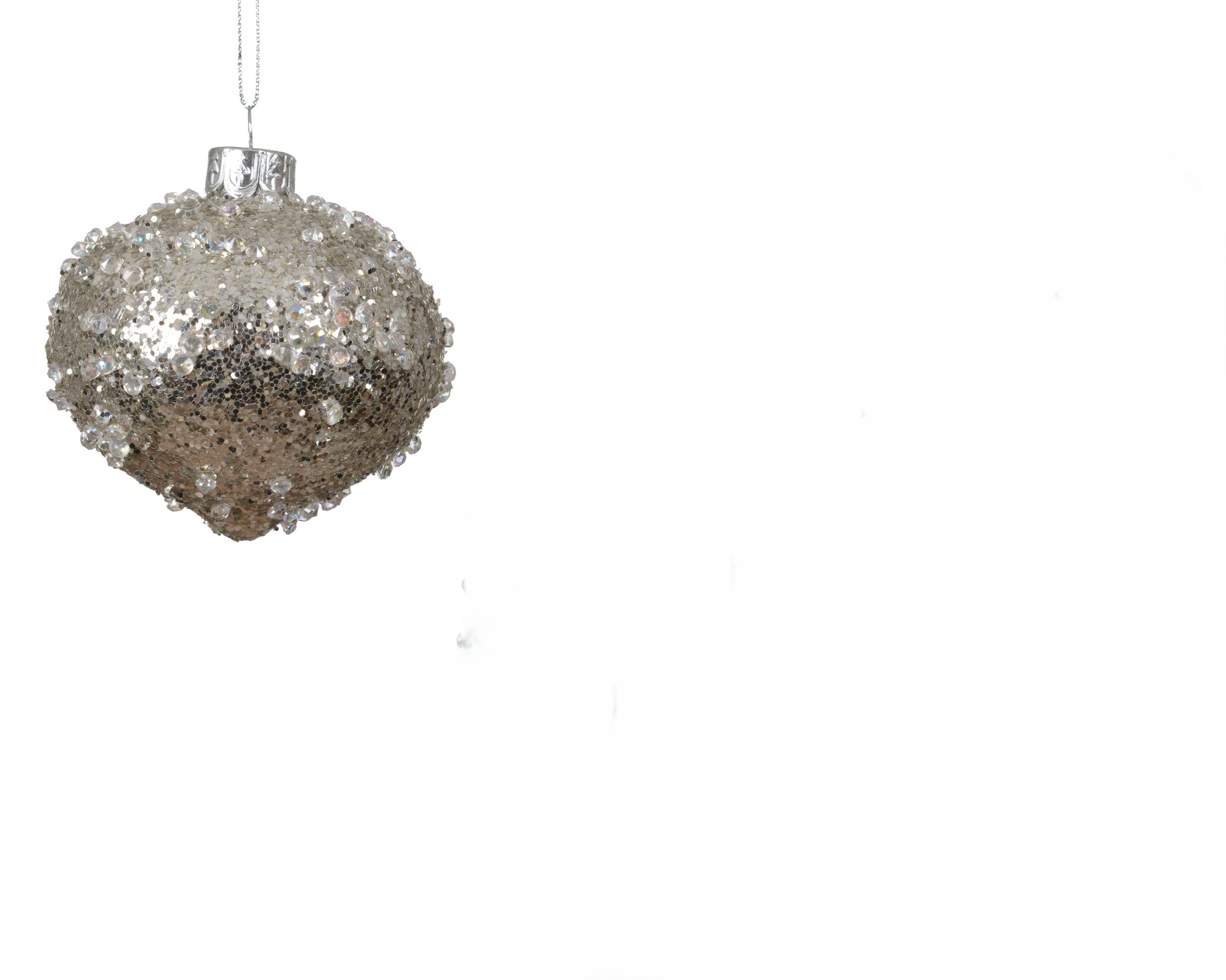 Addobbo palla di natale di vetro con paillettes argentate | Rohome