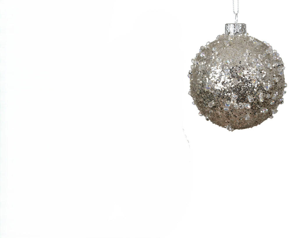 Addobbo palla di natale di vetro con paillettes argentate | Rohome