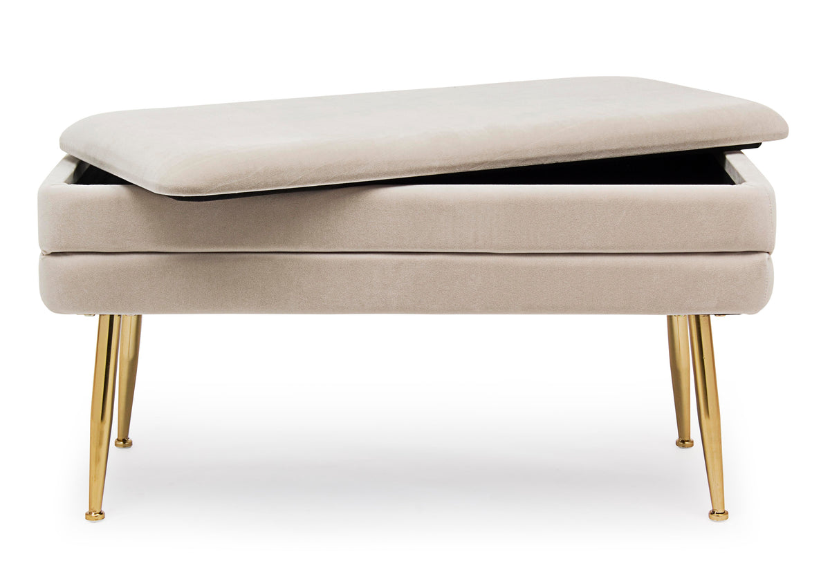 Panca contenitore in velluto beige | rohome