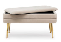 Panca contenitore in velluto beige | rohome
