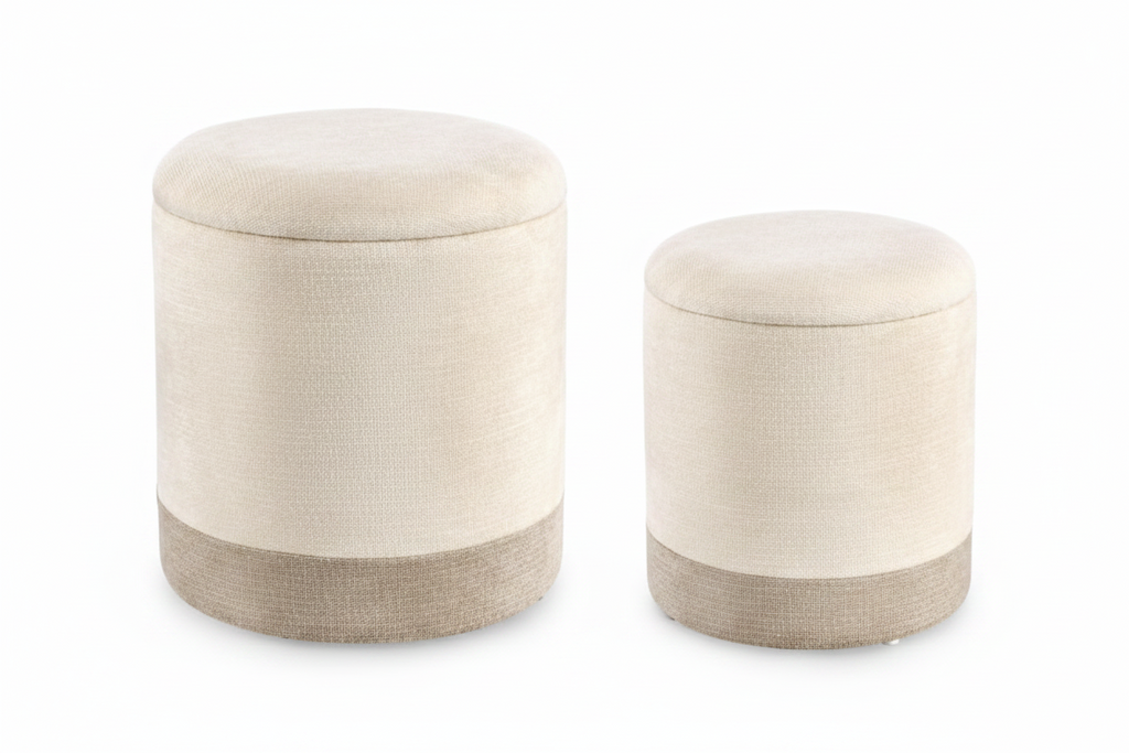 Pouf contenitore deva grigio chiaro e naturale | Rohome