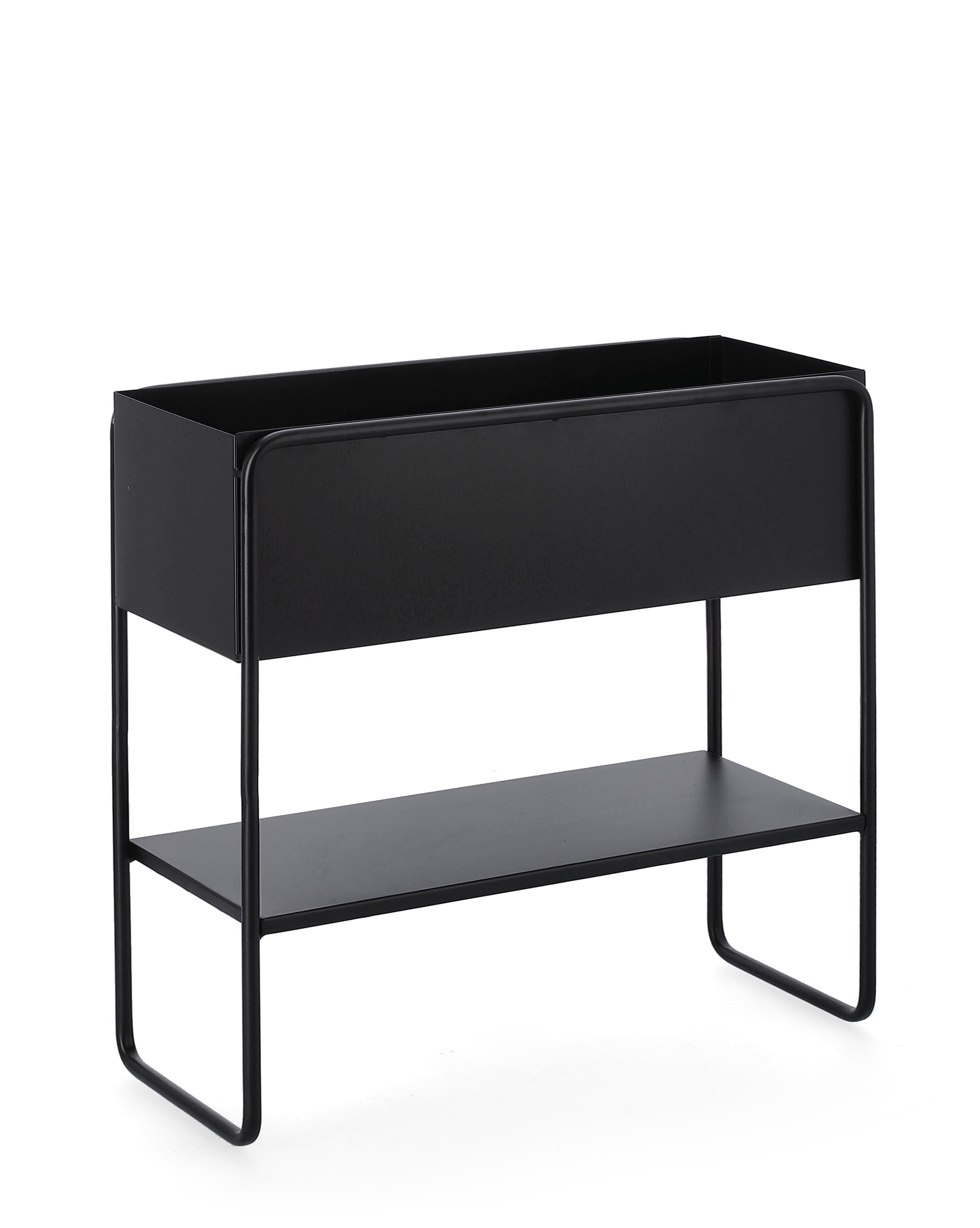 Portavaso rettangolare in metallo nero 45x44 | Rohome
