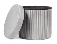 Pouf contenitore pieghevole in velluto grigio | Rohome