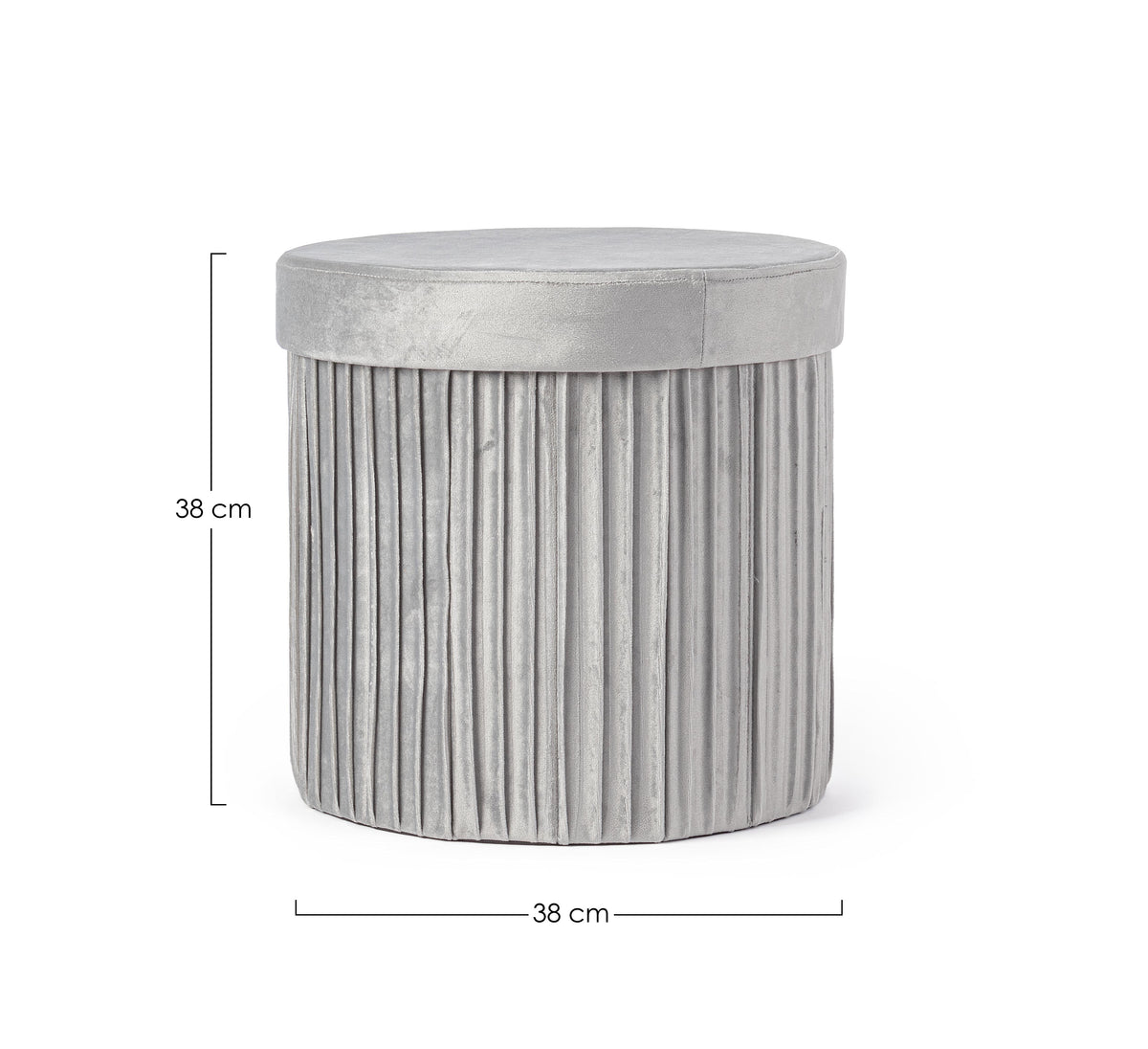 Pouf contenitore pieghevole in velluto grigio | Rohome