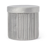 Pouf contenitore pieghevole in velluto grigio | Rohome