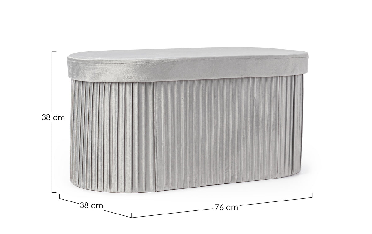 Panca contenitore pieghevole in velluto grigio | Rohome