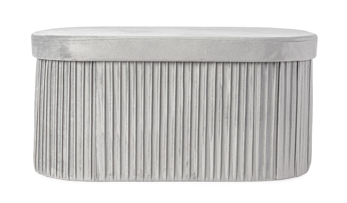 Panca contenitore pieghevole in velluto grigio | Rohome