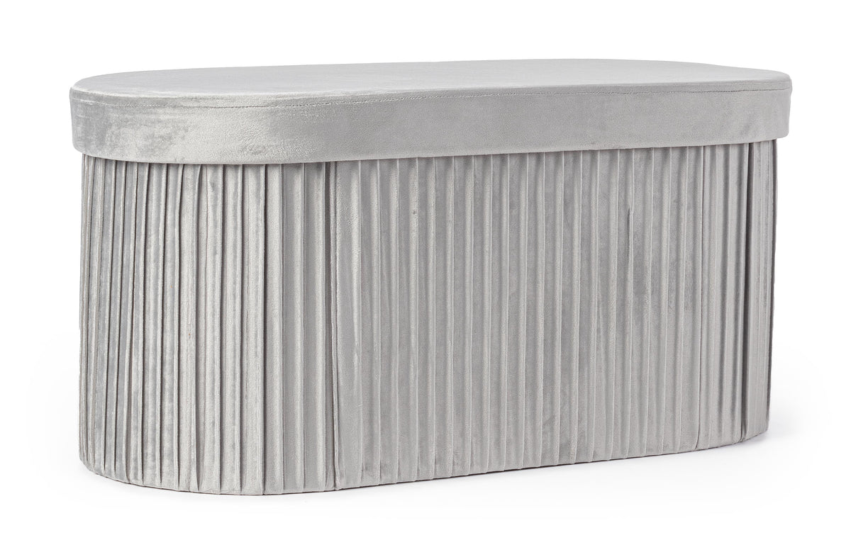 Panca contenitore pieghevole in velluto grigio | Rohome