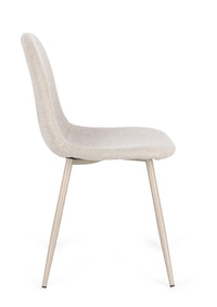 Sedia in tessuto tortora beige con gambe in acciaio verniciate | Rohome