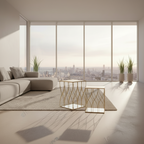 Tavolino in metallo oro con specchio | Rohome