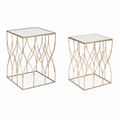 Tavolino in metallo oro con specchio | Rohome