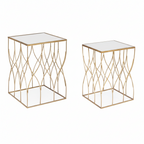 Tavolino in metallo oro con specchio | Rohome