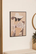 Tela stampata donna e vaso bianco con cornice 58x78cm | Rohome