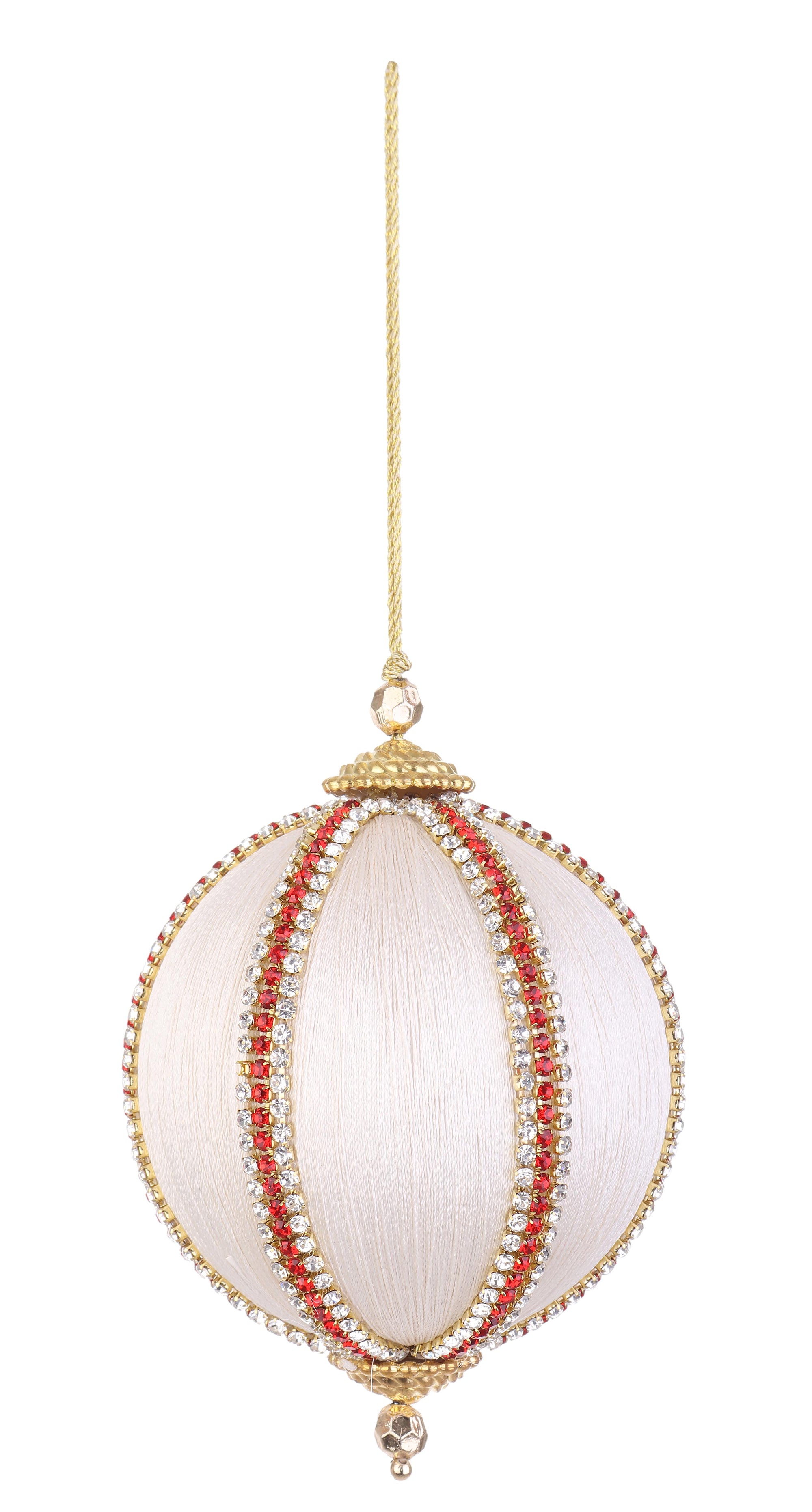 Palla di Natale avorio con perline diamond  | Rohome