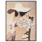 Tela stampata donna e vaso bianco con cornice 58x78cm | Rohome