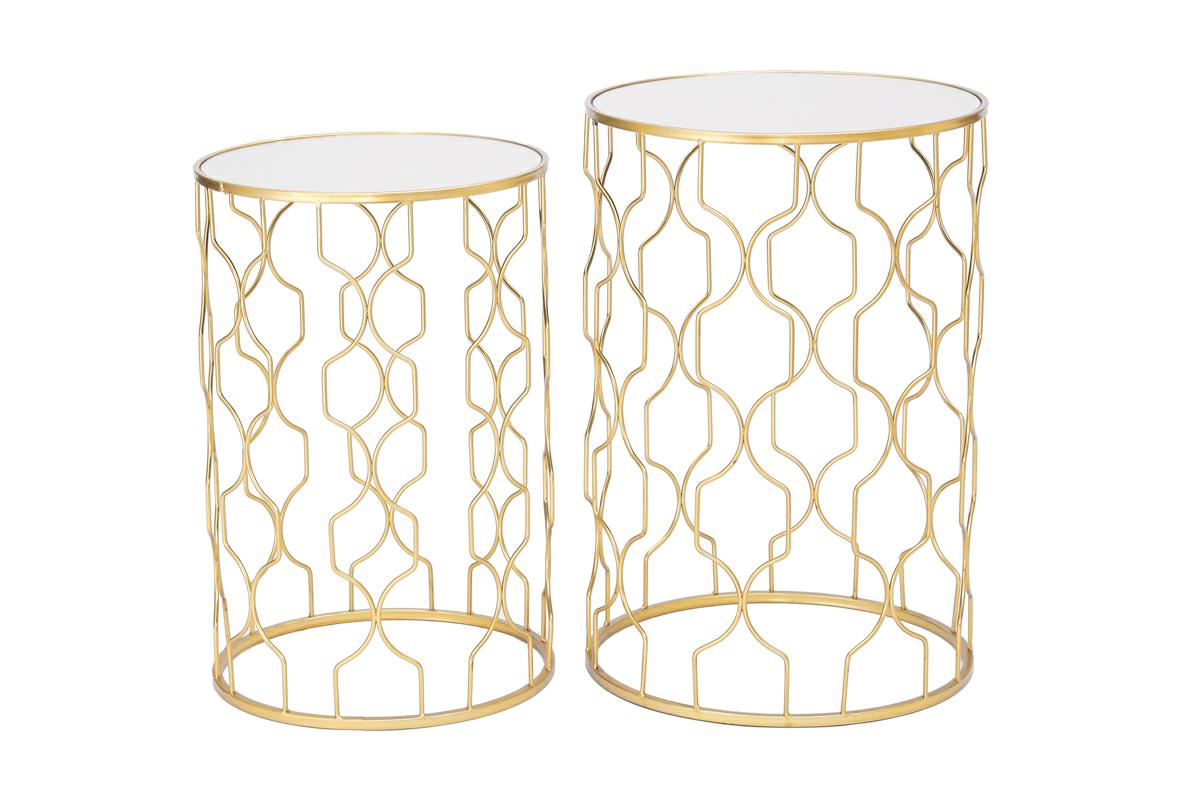 Tavolino in metallo e vetro colore oro | Rohome