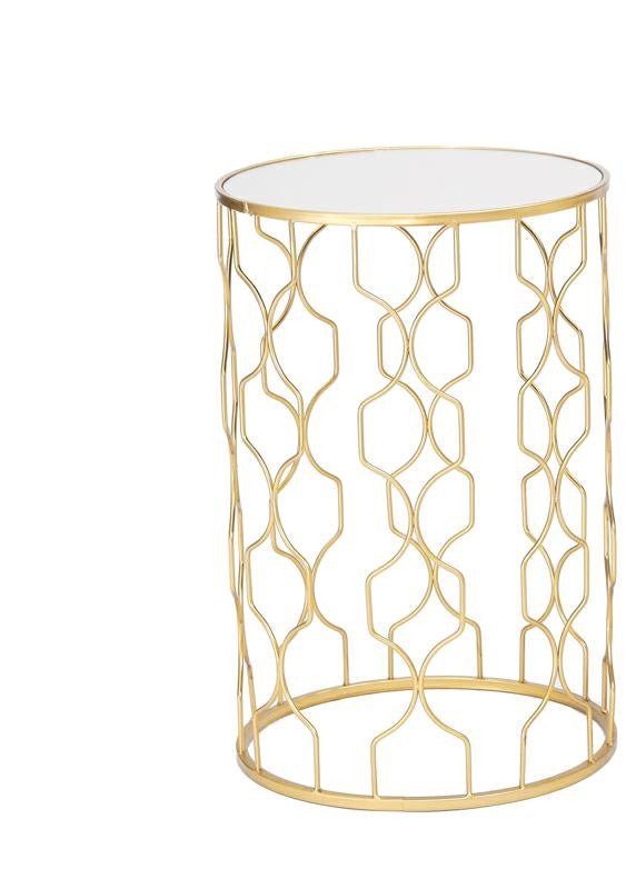 Tavolino in metallo e vetro colore oro | Rohome