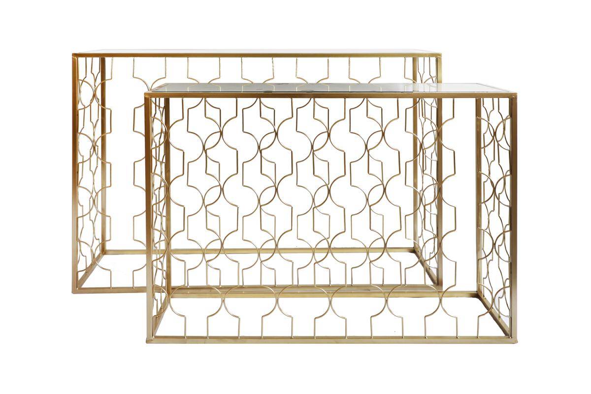 Tavolo Consolle ingresso in metallo colore oro H.80cm | Rohome