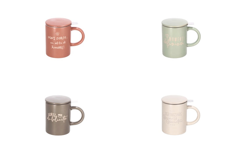 Tisaniera in ceramica beige con coperchio e filtro | rohome