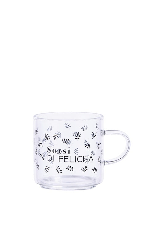Set 2 Tazzine caffè in vetro borosilicato con scritta | rohome